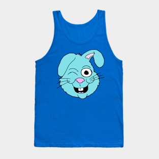 Winking Blue Bunny Head Tank Top